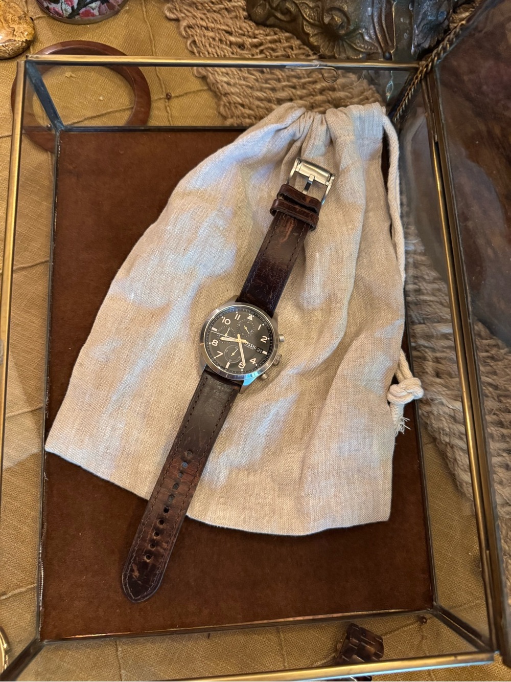 Vintage Fossil Brown Leather Watch